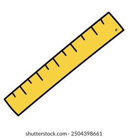 Hand drawn cartoon ruler isolated on white background. Vector illustration.