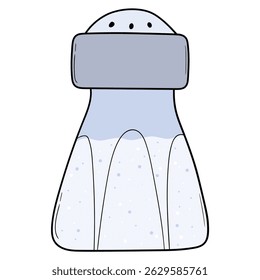 Hand drawn cartoon salt shaker isolated on white background. Vector illustration.