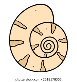 Hand drawn cartoon sea shell isolated on a white background. Vector illustration.