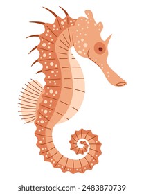 Hand drawn cartoon seahorse. Vector illustration of sea animal in doodle style. Suitable for decoration, sticker design