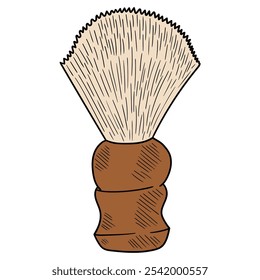 Hand drawn cartoon shaving brush isolated on white background. Vector illustration.