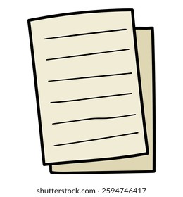 Hand drawn cartoon sheet of paper isolated on white background. Vector illustration.