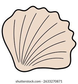 Concha de dibujos animados dibujada a mano aislada sobre fondo blanco. Ilustración vectorial.