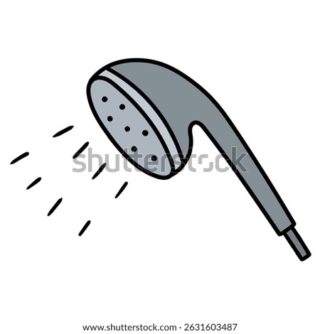 Hand drawn cartoon shower isolated on white background. Vector illustration.