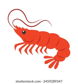 Hand drawn cartoon shrimp. Vector illustration of icon, logo, eps 10