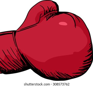 Hand drawn cartoon of a single red boxing glove