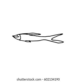 Hand drawn cartoon sketch fish as a vector.