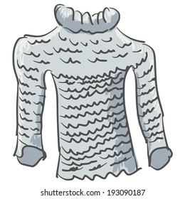 hand drawn, cartoon, sketch illustration of sweater