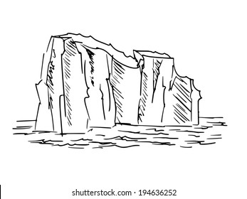 hand drawn, cartoon, sketch illustration of iceberg