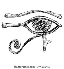 hand drawn, cartoon, sketch illustration of Eye of Ra