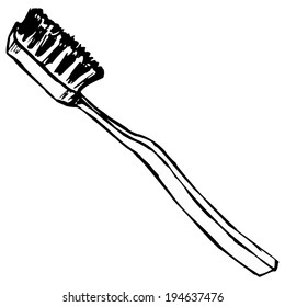 hand drawn, cartoon, sketch illustration of tooth brush