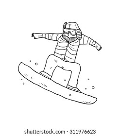 hand drawn cartoon skiing