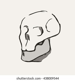 Hand Drawn cartoon Skull. Vector Illustration eps10