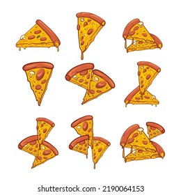 	
Dibujo manual de la sección de dibujos animados de la pizza de la ilustración del doodle
