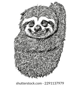 Hand drawn cartoon Sloth, vector vintage illustration Sloths

