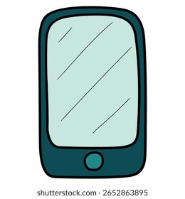 smartphone desenhado à mão desenho animado ou telefone celular isolado no fundo branco. Ilustração vetorial.