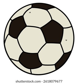 Hand drawn cartoon soccer ball isolated on white background. Vector illustration.