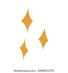 Hand drawn cartoon sparkles, flat vector illustration isolated on white background. Yellow stars, explosion symbol, twinkle or firework.
