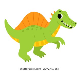 Hand drawn cartoon spinosaurus. Cute dino