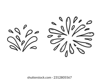 Hand drawn cartoon of splashing liquid in doodle style. water splash