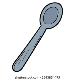 Hand drawn cartoon spoon isolated on white background. Vector illustration.
