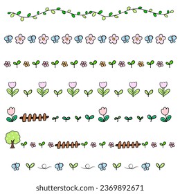 Hand drawn cartoon spring hand ledger split line cute decorative border