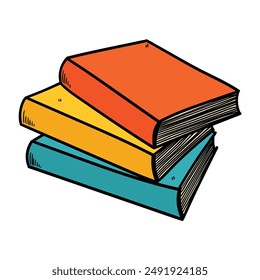 Handgezeichnete Cartoon-Stapel von Büchern isoliert auf weißem Hintergrund. Vektorillustration.