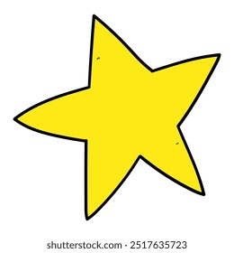 Hand drawn cartoon star isolated on white background. Vector illustration.