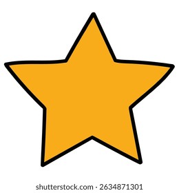Hand drawn cartoon star isolated on white background. Vector illustration.