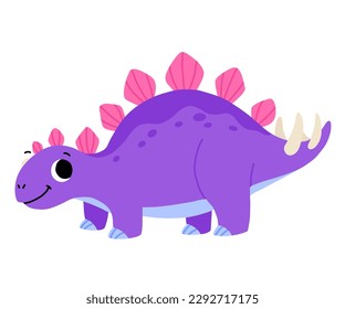 Hand drawn cartoon stegosaurus. Cute dino