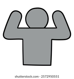 Hand drawn cartoon strong man icon isolated on white background. Vector illustration.