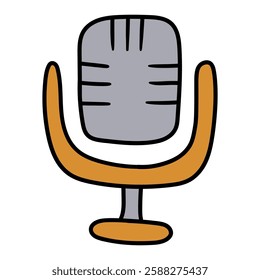 Hand drawn cartoon studio microphone isolated on white background. Vector illustration.