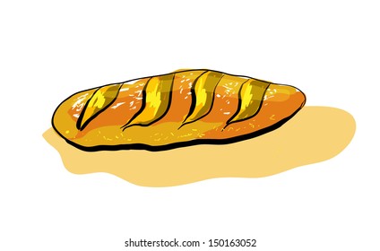 Hand Drawn Cartoon Style Bread