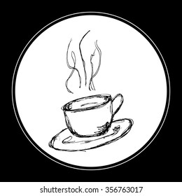 Hand drawn cartoon style coffee design