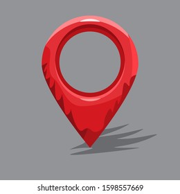 Hand drawn cartoon style map pin. Flat and solid vector illustration.