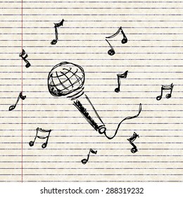 Hand drawn cartoon style microphone design