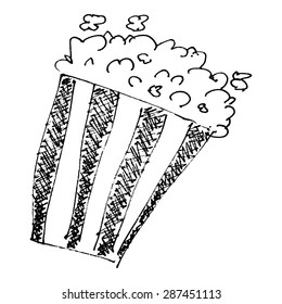 Hand drawn cartoon style popcorn bucket design