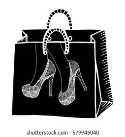 Hand drawn cartoon style shopping bags design