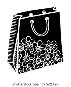 Hand drawn cartoon style shopping bag design