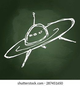 Hand drawn cartoon style spaceship design
