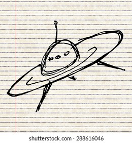 Hand drawn cartoon style spaceship design