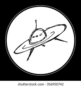 Hand drawn cartoon style spaceship design