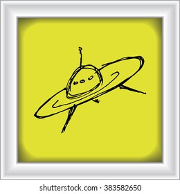 Hand drawn cartoon style spaceship design