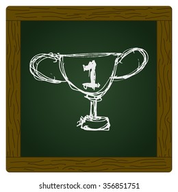 Hand drawn cartoon style trophy design