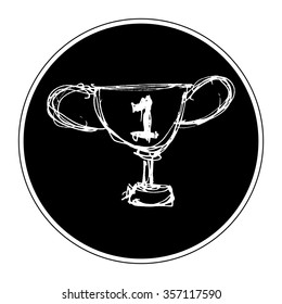 Hand drawn cartoon style trophy design