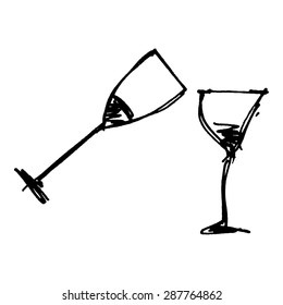 Hand drawn cartoon style wine glassl design