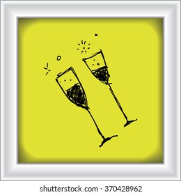 Hand drawn cartoon style wine glass design