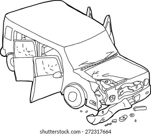 Hand Drawn Cartoon Of SUV Car Finder Bender