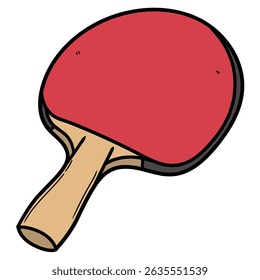 Hand drawn cartoon table tennis racket isolated on white background. Vector illustration.
