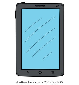 Hand drawn cartoon tablet isolated on white background. Vector illustration.